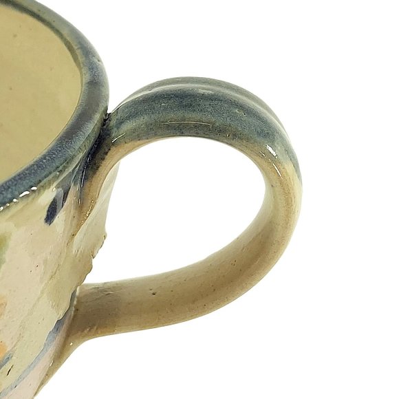 Soup Bowl Mug Artisan Handmade Glazed Pottery Floral 1991 Vintage - Picture 7 of 10